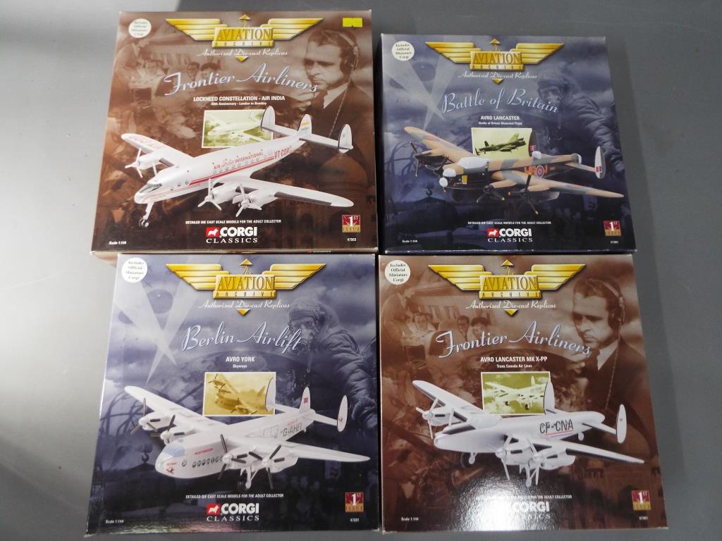 Corgi Aviation Archive - four Corgi 1:144 scale diecast model airplanes from the Corgi Aviation