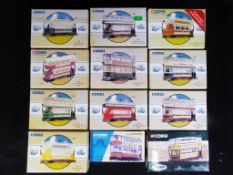 Corgi - Twelve boxed diecast model trams by Corgi to include # 97267, # 97270, # 97266, # 97263,