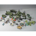 Dinky Britains - a collection of playworn diecast model army vehicles by Dinky and a collection of