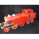 Vintage Toys - a wooden 2-4-4 push-along steam locomotive appears to have Tri-ang metal wheels,