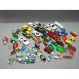 A small collection of diecast motor model vehicles to include Corgi, Batmobile, James Bond cars,