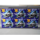 Action Figures - six VR Troopers, Skyborg Jet, action vehicles by Kenner,