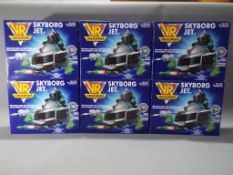 Action Figures - six VR Troopers, Skyborg Jet, action vehicles by Kenner,