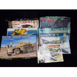 ICM, Dragon, Lindberg,Italeri and Other - Seven boxed scale model kits of military vehicles,