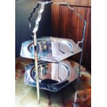 ART DECO STAINLESS STEEL FOLDING CAKE STAND OLDE HALL