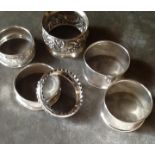 6 X SOLID SILVER NAPKIN RINGS 19TH & 20TH CENTURY