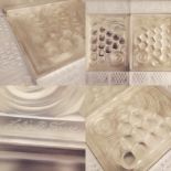 12 X LALIQUE GLASS BORDER TILES RAISIN PATTERN