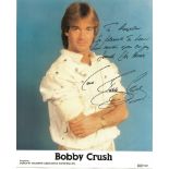 BOBBY CRUSH HAND SIGNED AND INSCRIBED LARGE PUBLICITY CARD