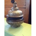 INDIAN SILVER & EBONY POT