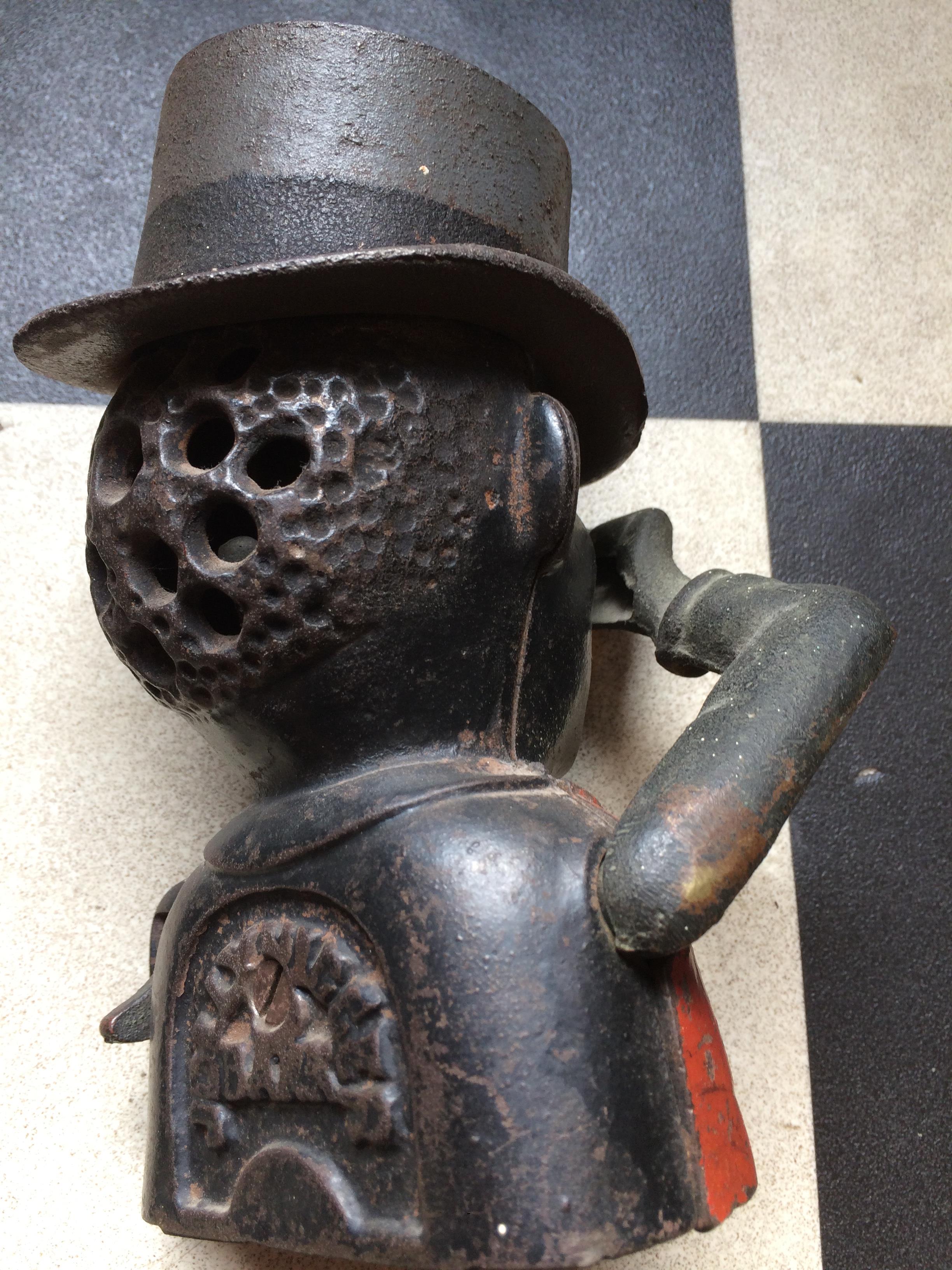 RARE HIGH HAT JOLLY BANK C1930 CAST IRON MONEY BOX - Image 2 of 4