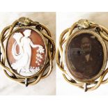 19th CENTURY SHELL CAMEO & LOCKET PINCHBECK BROOCH