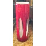 MURANO RED & WHITE CASED GLASS VASE