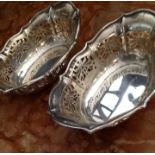 PAIR HALLMARKED SILVER BONBON DISHES 1914