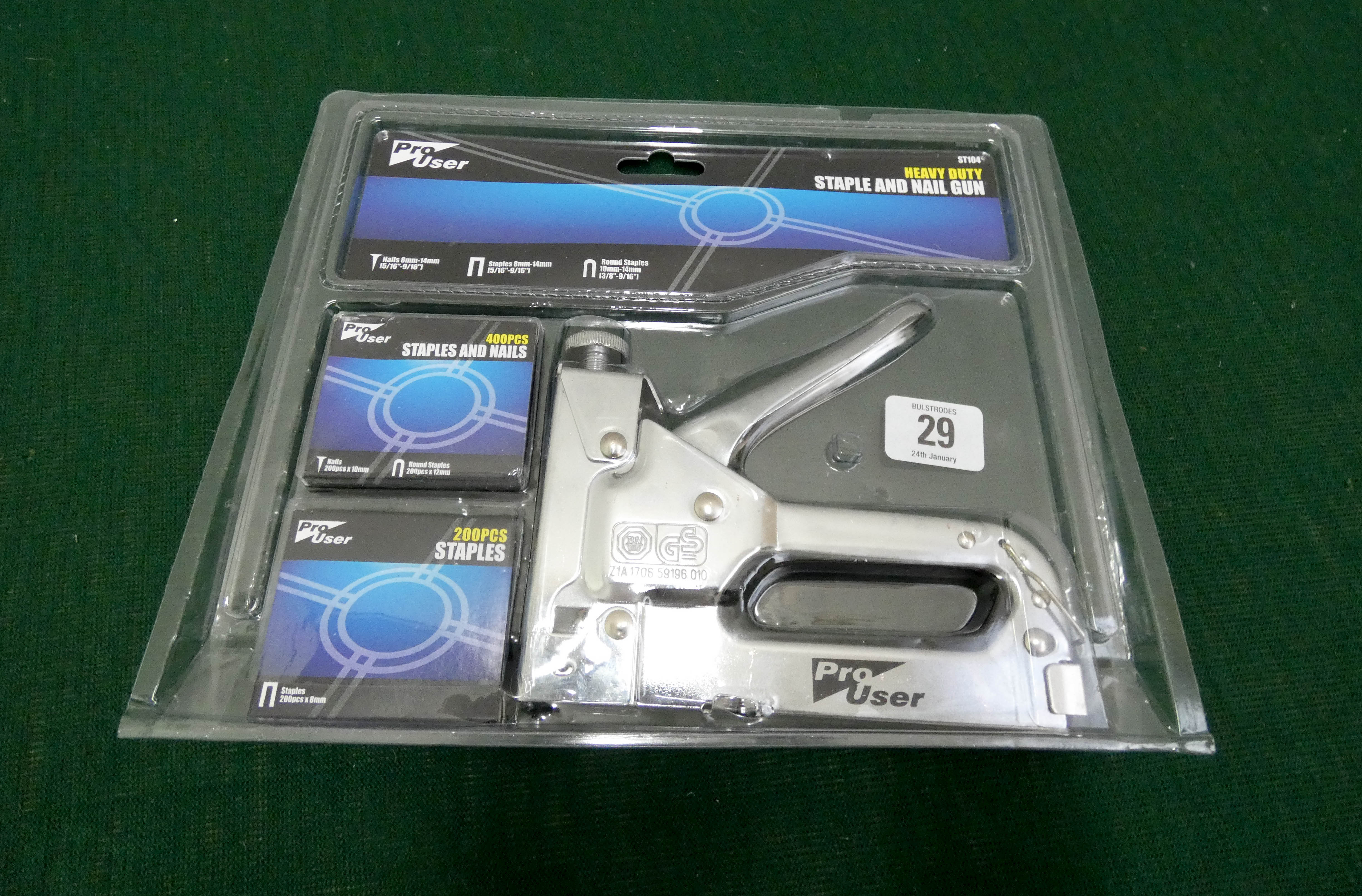 A new heavy duty staple nail and gun with accessories
