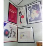 Four various framed advertising prints and a limited addition print signed Sempe'