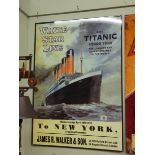A large painted metal advertising sign for White Star Line - Titanic