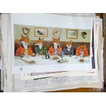 A quantity of unframed hunting scene poster calendar prints,