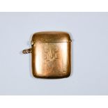 A 9ct rose gold Vesta case with initials engraved to front 23 grams weight