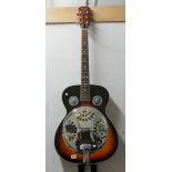 A Martin Smith resonator semi-acoustic 6 sting guitar with mother of pearl fret work with a