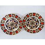 A pair of Royal Crown Derby old Imari cabinet plates 27cms diameter In as new