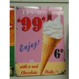 A large metal painted advertising sign 'Try a 99 Ice cream'