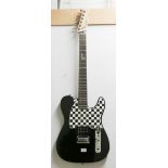 A black Squire fender Telecaster electric guitar, 6 strings,