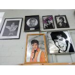 Five various pictures of Elvis Presley and another Marilyn Monroe