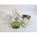 Lladro goose figurine, two Lladro cherubs,