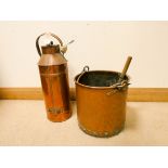 A copper Jersey milk churn,