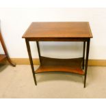 Edwardian inlaid mahogany two tier occasional table 27" x 16"