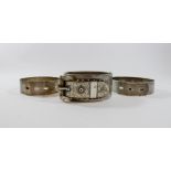 Large Victorian buckle design bangle an two silver adjustable bangles