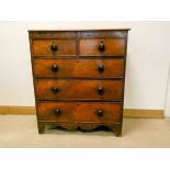 Georgian mahogany chest of three long and two short drawers with later Victorian bun handles 3'