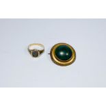 19th century 18ct gold memorial ring with black enamel decoration with inscription dated 1854 and a