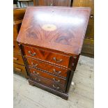 Reproduction Georgian style inlaid mahogany bureau with four drawers under 2' wide