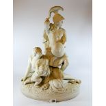 A 19th Century Parian figure group 'innocents protected' depicting Perseus, 50cm tall,