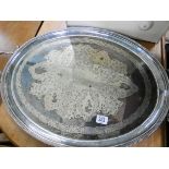 An oval plated two handled tray 22" long