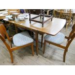 A 1960's GPlan teak dining room suite, comprising drawer leaf table,