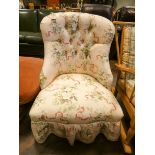 Floral buttoned upholstered occasional chair