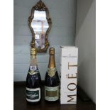 A bottle of Moet champagne,