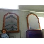 Two modern pine framed mirrors