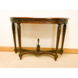 A Georgian style mahogany semi-circular hall or console table on cross stretcher base 45" wide