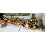 Various copper kettles, coffee pot,