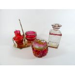 19th Century glass to include cranberry jam and cream cruet,