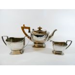 Art Deco bachelors three piece silver plated tea service