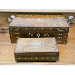 Two Victorian ivory inlaid boxes