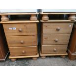 A pair of modern pine three drawer bedside chests