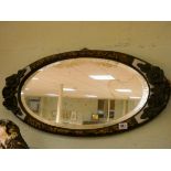 Early 20th century oval bevelled framed Art Nouveau wall mirror 2'6 wide