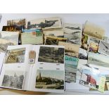A collection of English and foreign topographical postcards together with a few shipping, trains,