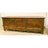 Large antique oak three panel coffer 6' wide