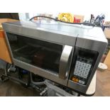 A stainless steel finish microwave oven